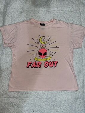 Pink 'Far Out' Alien Graphic Tee